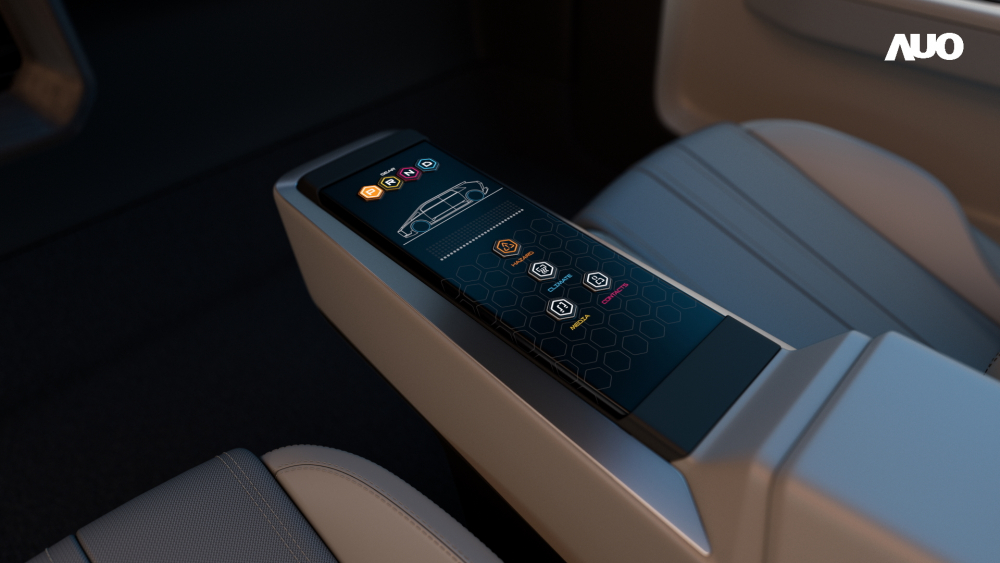 JNTY江南以人性化设计打造多变形态中控显示(Morphing Center Control)，不使用时仅平面显示信息，进行操作时，显示器则会动态隆起，转变成3D实体按钮，并有触觉回馈，展示人机互动新体验